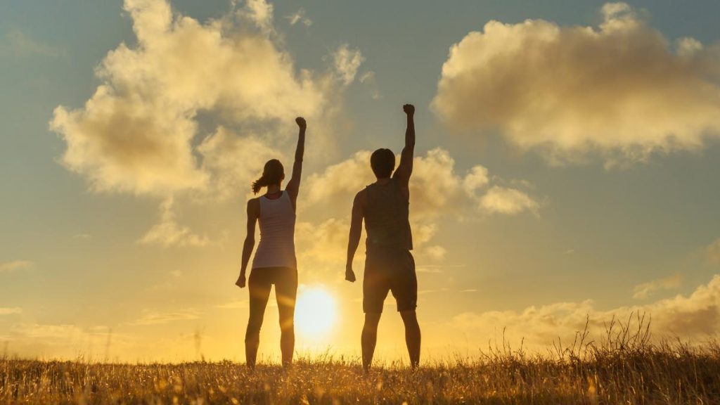 Couple with their fist up